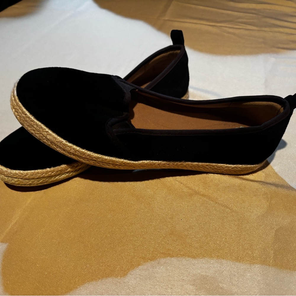 Clarks Black Suede Espadrille Platform Slip-On Shoes Size 11 NEW